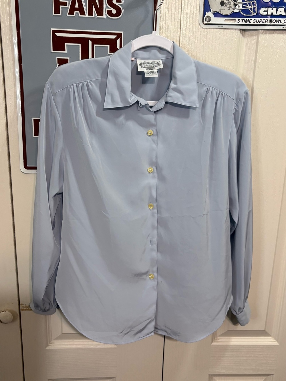 The Villager Pale Blue Long-Sleeve Button-Down Blouse